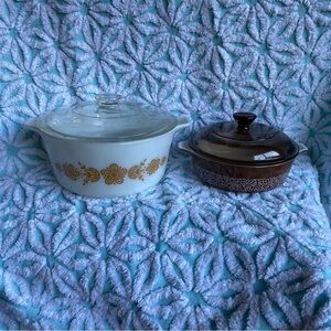 Pyrex Casserole dishes with lids Butterfly Gold & woodland 474 B & 500 ML